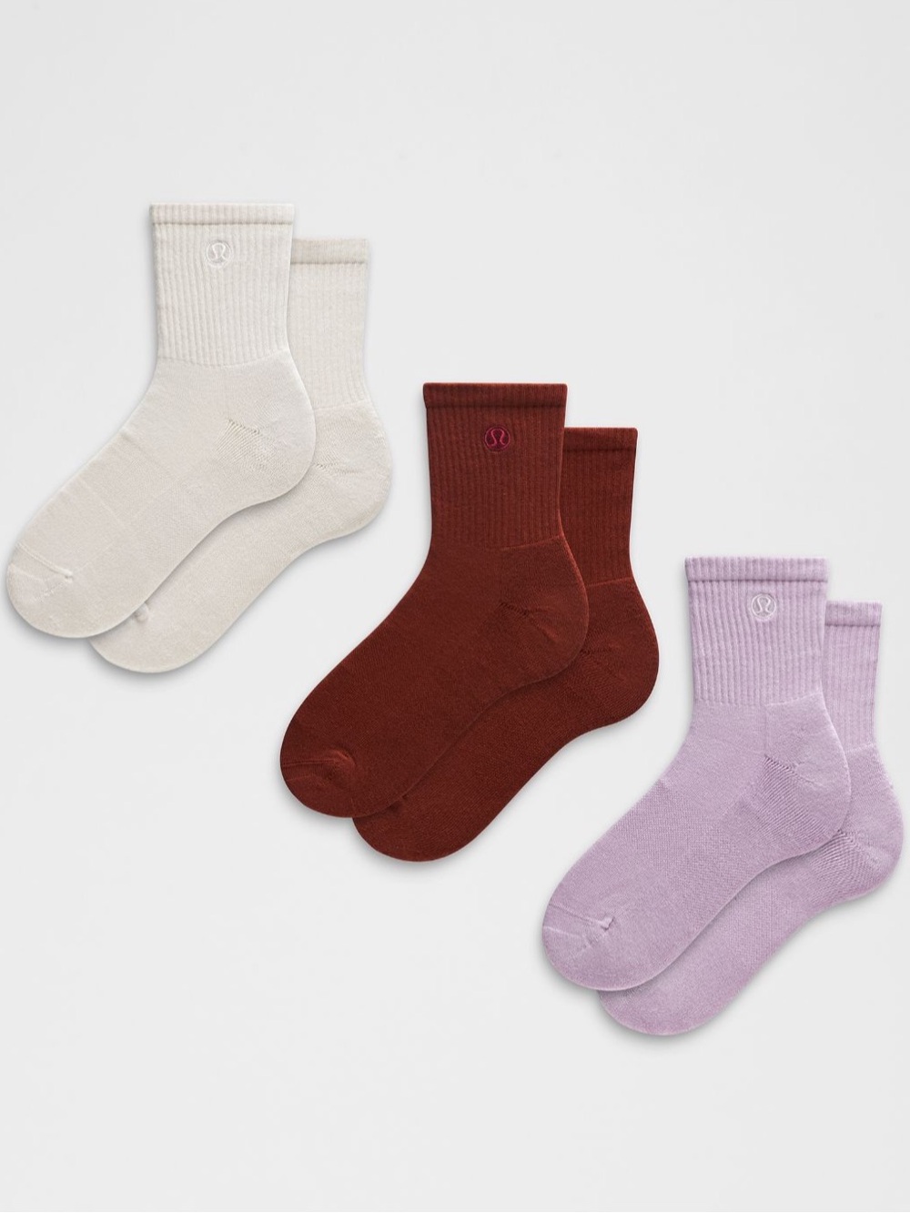 NWT Lululemon Unisex Daily Essential Quarter Socks 3 Pack